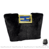 Sac Main Femme Fourrure Élégant Noir À