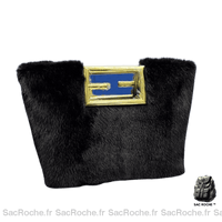 Sac Main Femme Fourrure élégant - modèle Noir - Sac Roche ™
