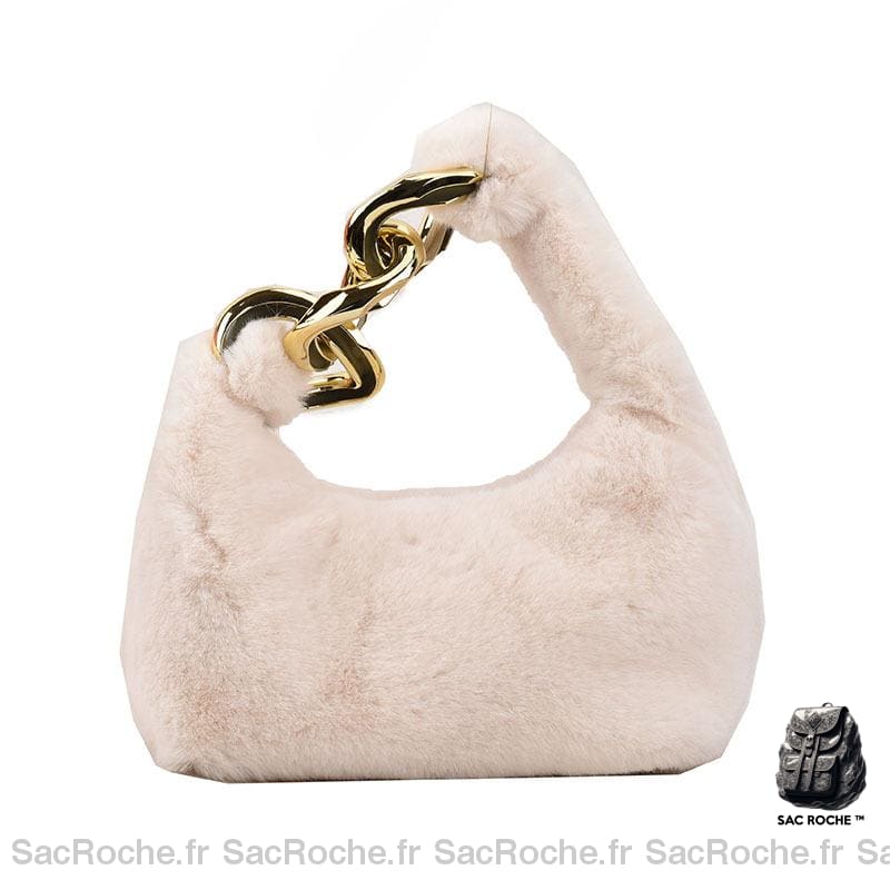Sac Main Femme Fourrure Synthétique Blanc / 23Cm*16Cm*13Cm À