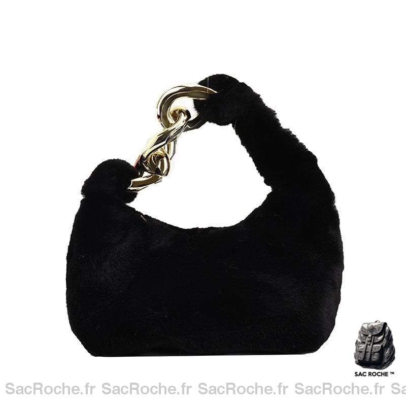 Sac Main Femme Fourrure Synthétique Noir / 23Cm*16Cm*13Cm À