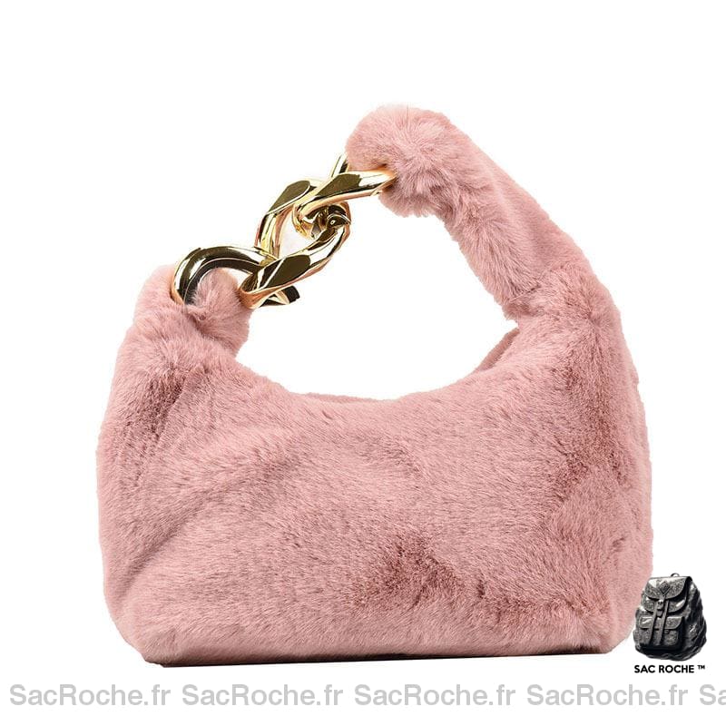 Sac Main Femme Fourrure Synthétique Rose / 23Cm*16Cm*13Cm À