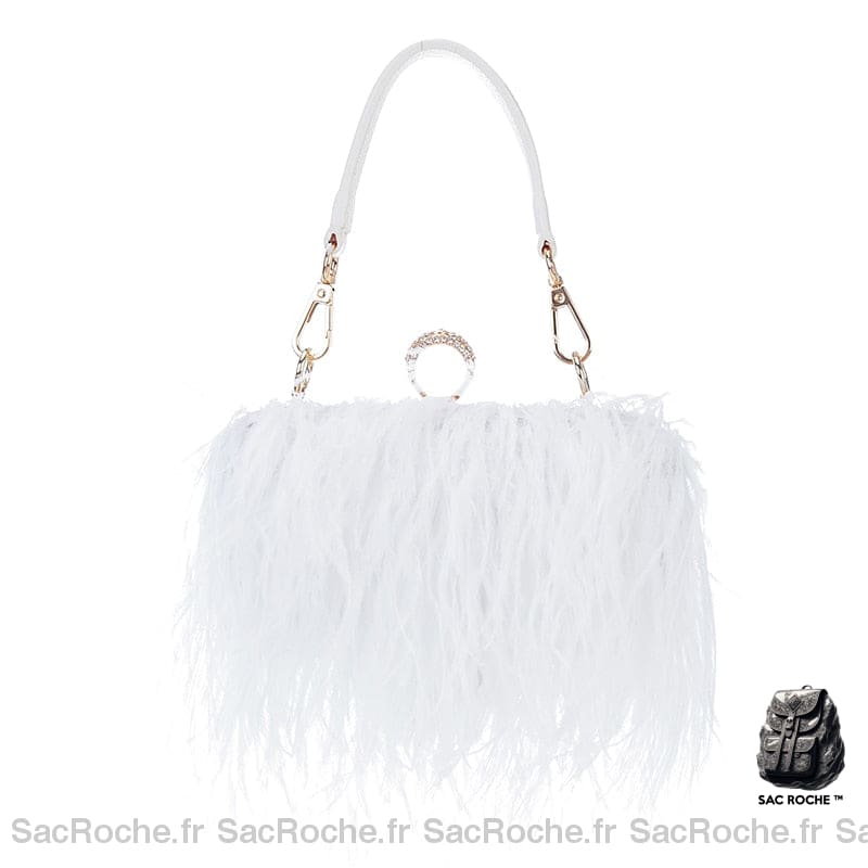 Sac Main Femme Frange Trendy Blanc / 18 X 7 8 Cm À