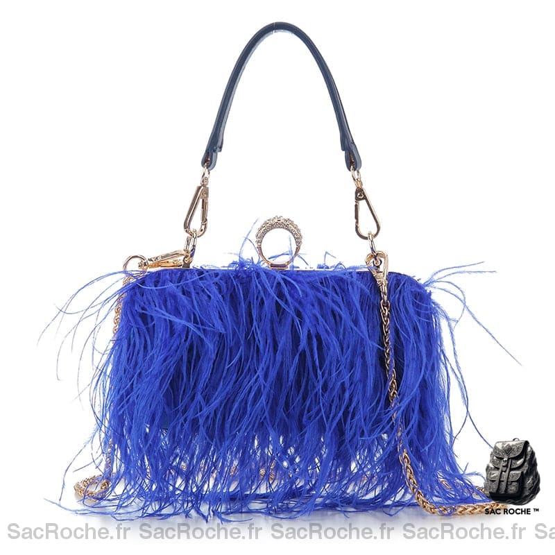 Sac Main Femme Frange Trendy Bleu Roi / 18 X 7 8 Cm À