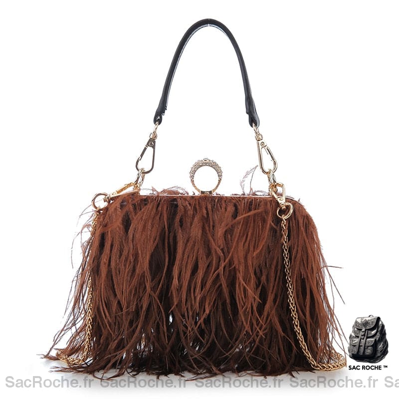 Sac Main Femme Frange Trendy Café / 18 X 7 8 Cm À