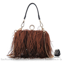 Sac Main Femme Frange Trendy - modèle Café / 18 x 7 x 8 cm - Sac Roche ™