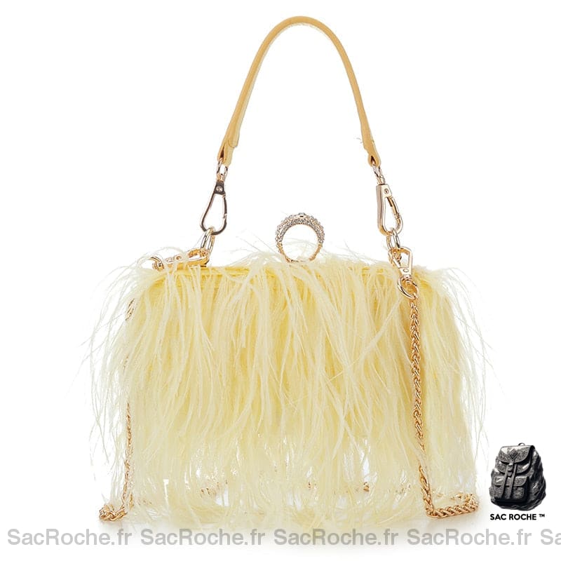 Sac Main Femme Frange Trendy Jaune Clair / 18 X 7 8 Cm À