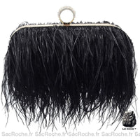 Sac Main Femme Frange Trendy - modèle Noir / 18 x 7 x 8 cm - Sac Roche ™