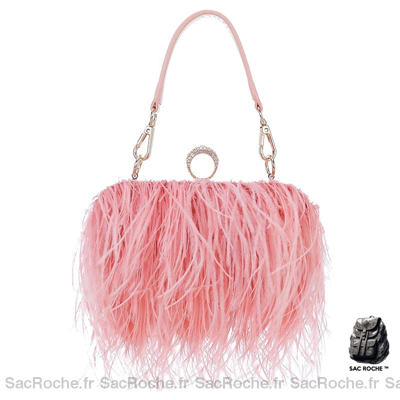 Sac Main Femme Frange Trendy Rose / 18 X 7 8 Cm À