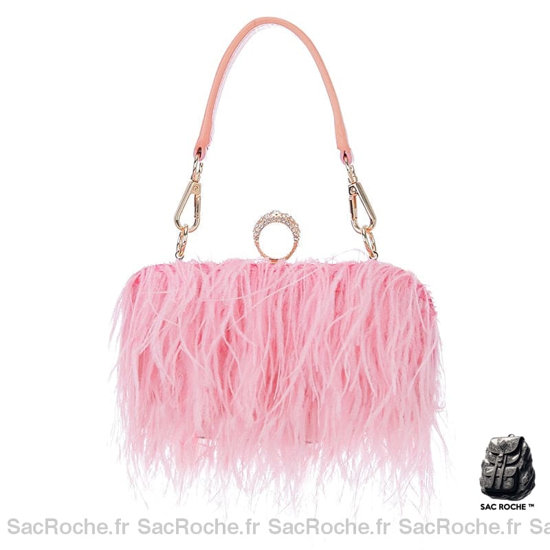 Sac Main Femme Frange Trendy Rose Clair / 18 X 7 8 Cm À