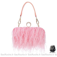 Sac Main Femme Frange Trendy - modèle Rose clair / 18 x 7 x 8 cm - Sac Roche ™