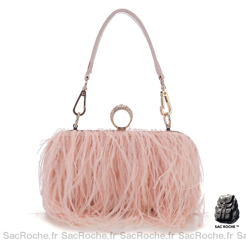 Sac Main Femme Frange Trendy Rose Poudré / 18 X 7 8 Cm À