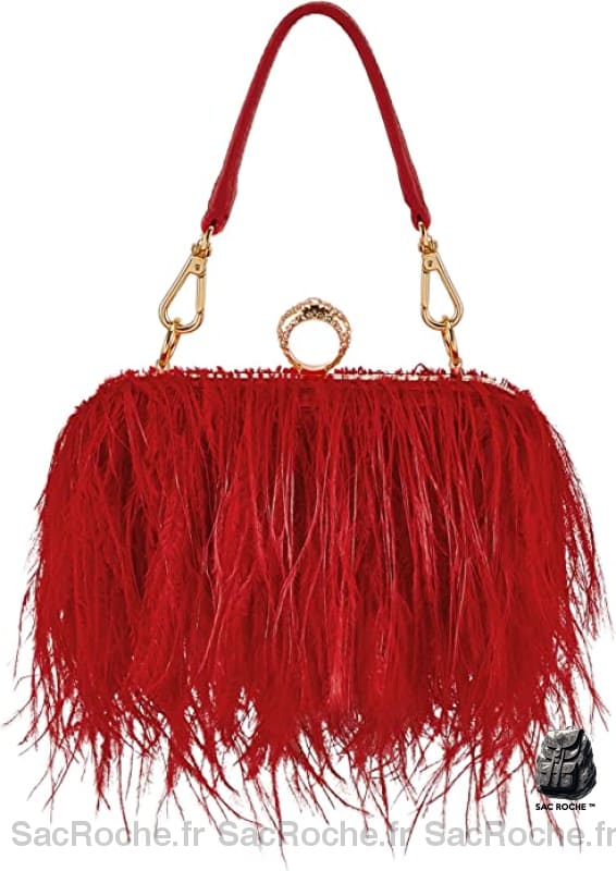 Sac Main Femme Frange Trendy Rouge / 18 X 7 8 Cm À