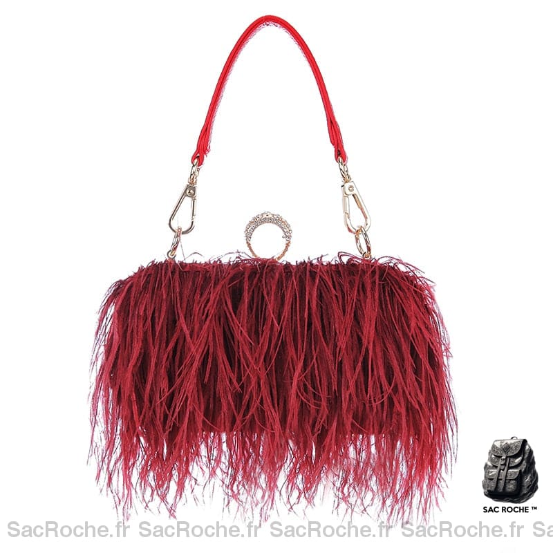 Sac Main Femme Frange Trendy Rouge Sombre / 18 X 7 8 Cm À