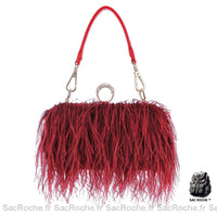 Sac Main Femme Frange Trendy - modèle Rouge sombre / 18 x 7 x 8 cm - Sac Roche ™