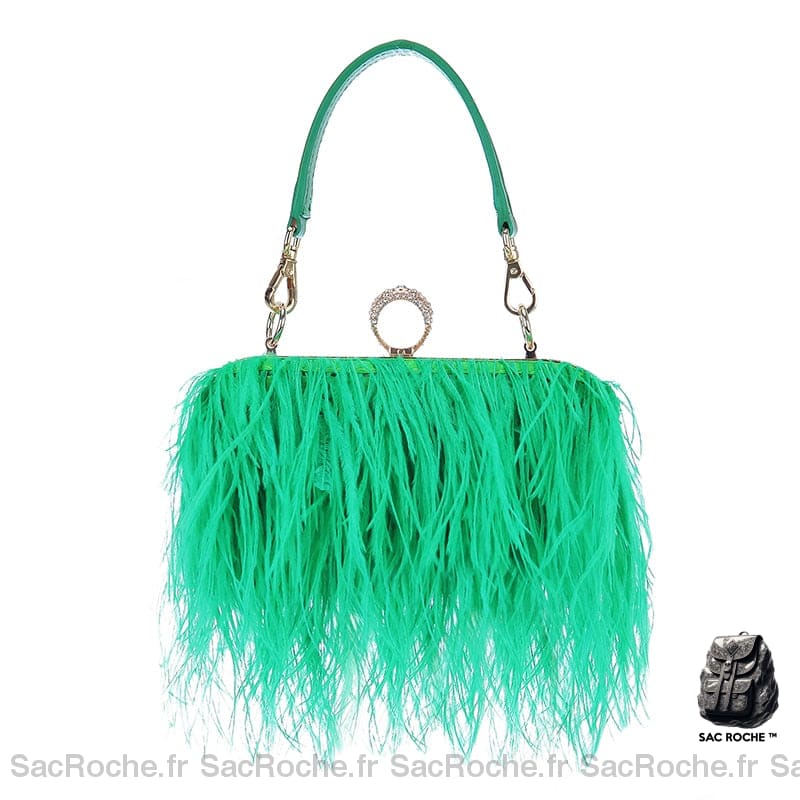 Sac Main Femme Frange Trendy Vert Clair / 18 X 7 8 Cm À