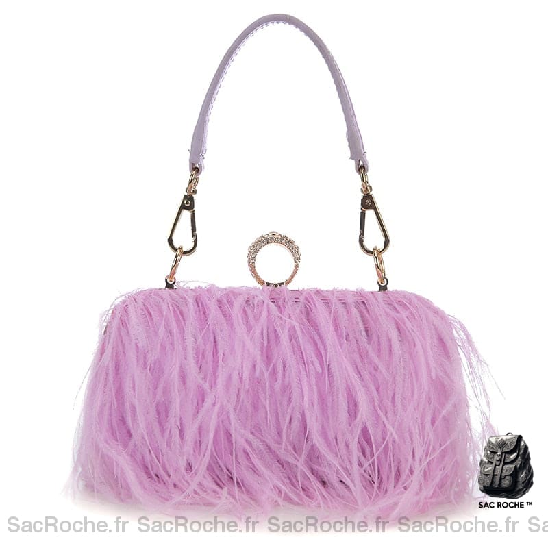 Sac Main Femme Frange Trendy Violet / 18 X 7 8 Cm À