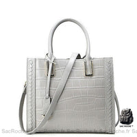 Sac Main Femme Gris Clair Cuir - Sac Roche ™