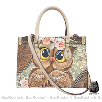 Sac main femme hibou dessin - modèle 5 / 20x29cm - Sac Roche ™