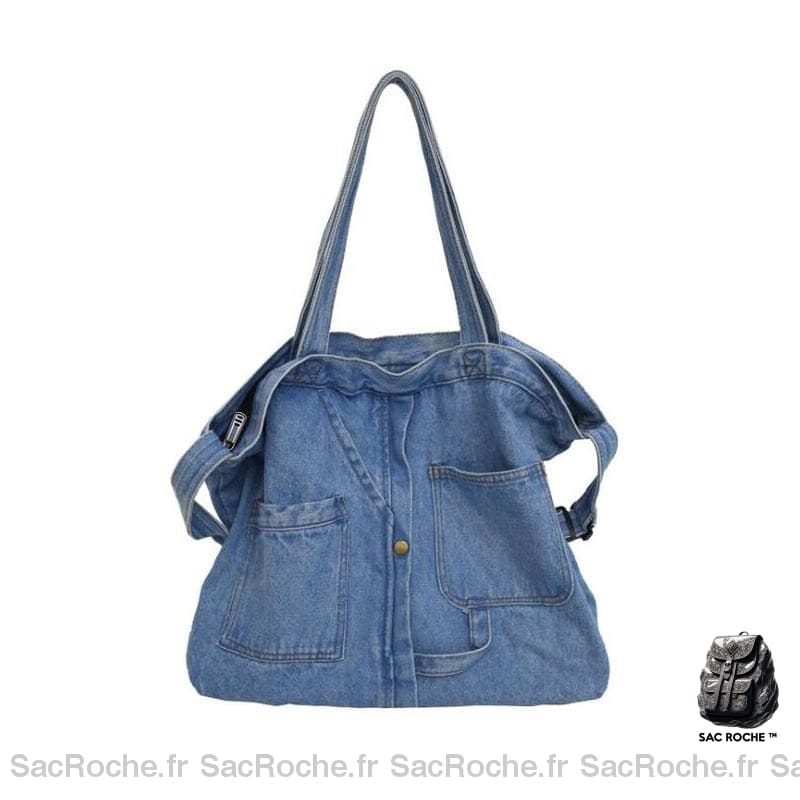 Sac Main Femme Jean Bleu Clair / 48X35X10Cm À