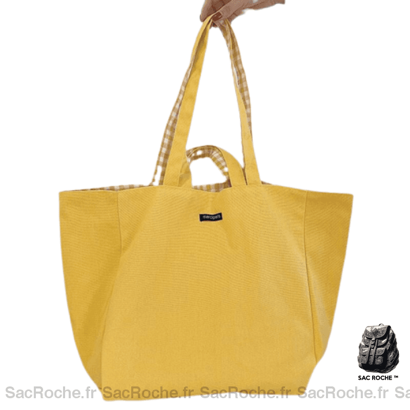 Sac Main Femme Large Croco Jaune À