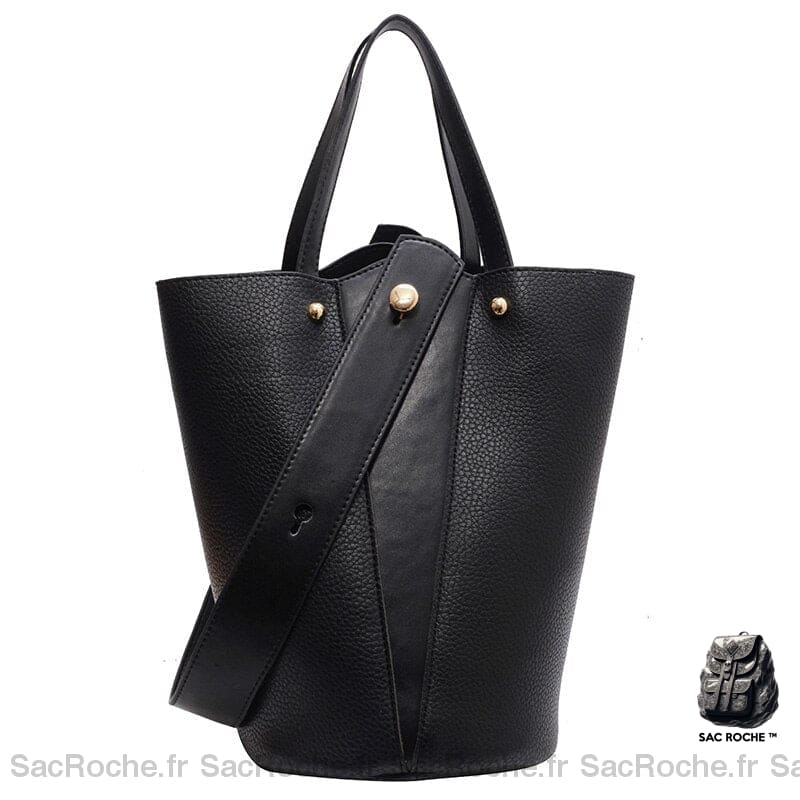 Sac Main Femme Long Cuir Noir / 22X27X17Cm À