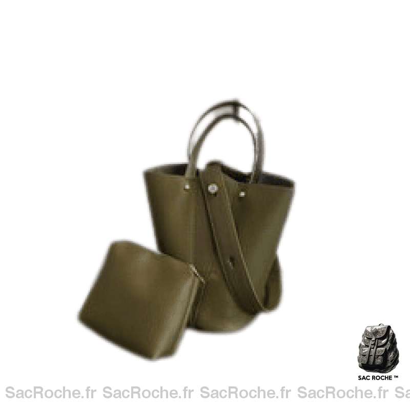 Sac Main Femme Long Cuir Vert / 22X27X17Cm À