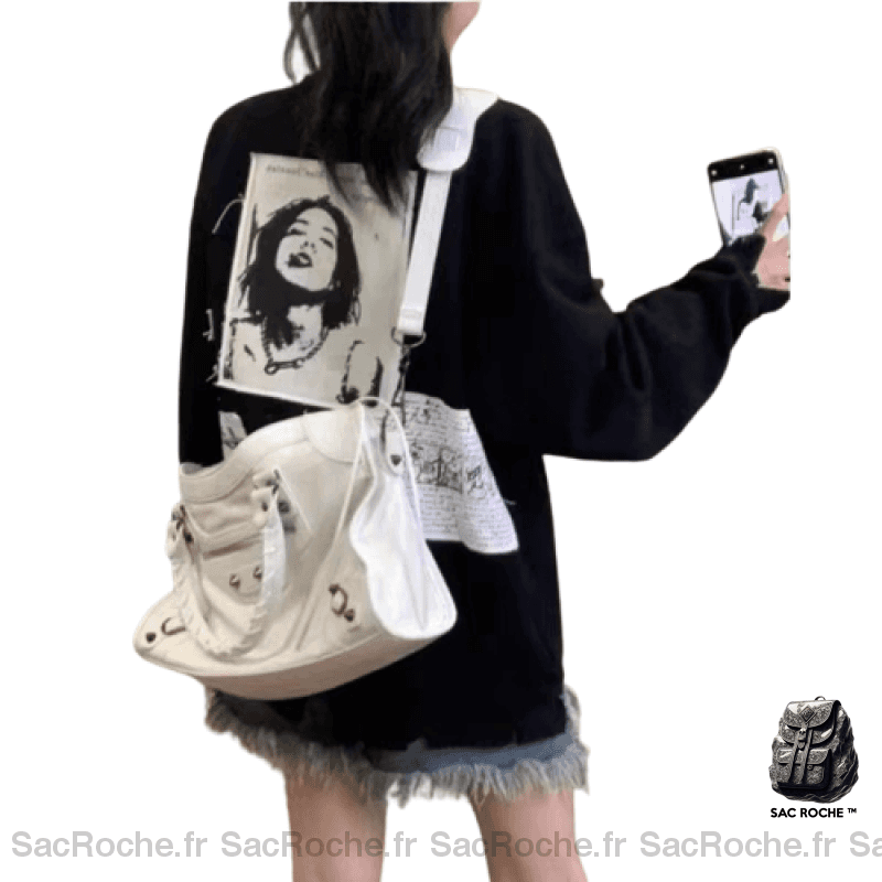 Sac Main Femme Longueur 40Cm Blanc / 40X25X10Cm À