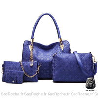 Sac Main Femme Lot Cuir - modèle Bleu - Sac Roche ™