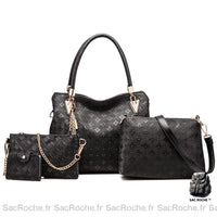 Sac Main Femme Lot Cuir - modèle Noir - Sac Roche ™