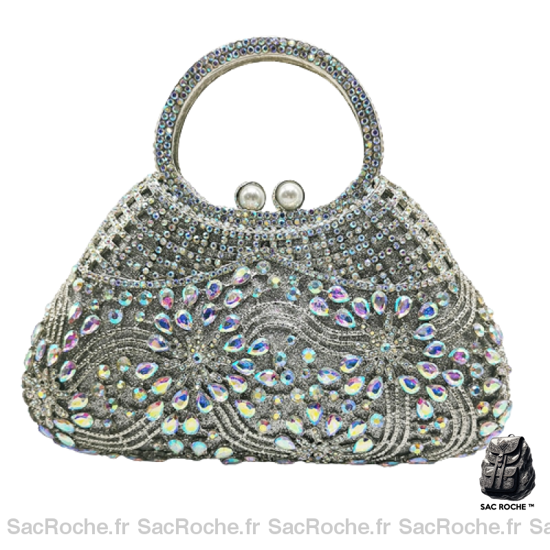 Sac Main Femme Luxe 2017 Argenté / 23 X 19.5 7Cm À