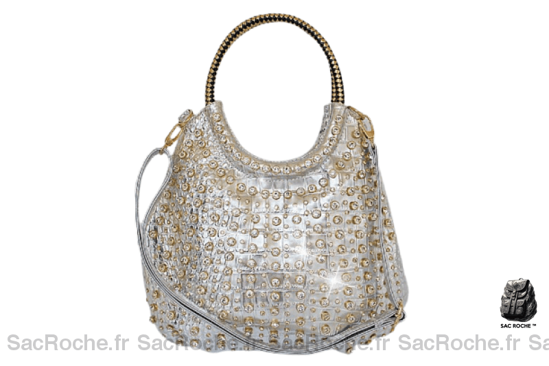 Sac Main Femme Luxe Argenté / 28 X 10Cm 32Cm À