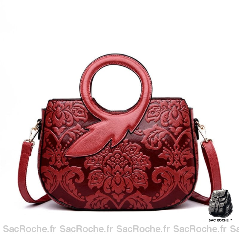 Sac Main Femme Luxe Élégance Absolue. Rouge / 30X21X10 Cm À