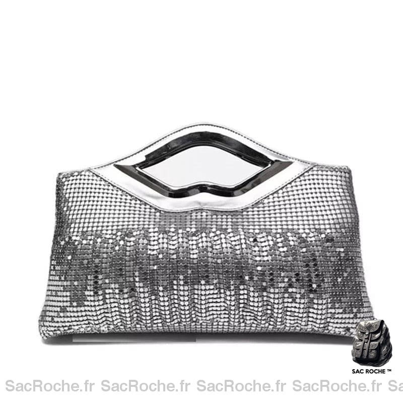 Sac Main Femme Luxe Vintage Argenté Sequin À