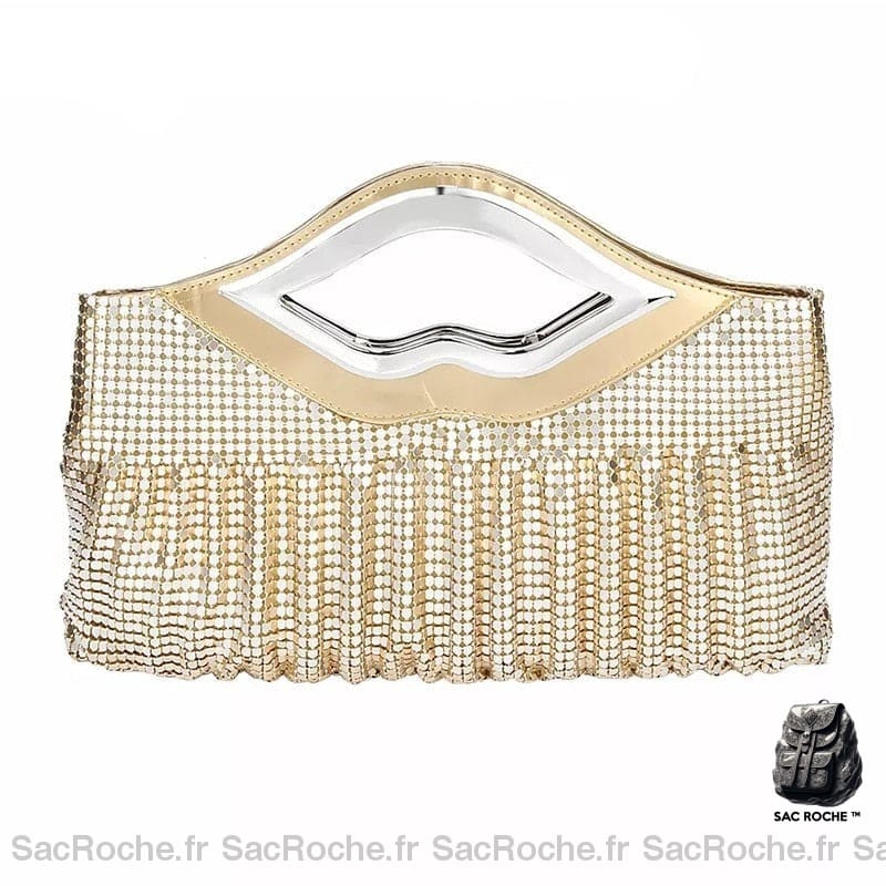 Sac Main Femme Luxe Vintage Doré Sequin À