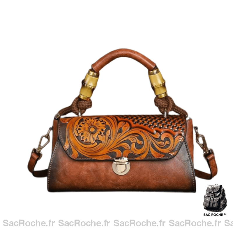 Sac Main Femme Luxe Vintage+ Pin Up Marron / 26X11X26Cm À