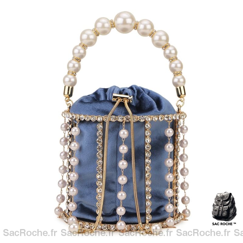 Sac Main Femme Mariage Blanc Bleu / 13.5X13.5X12Cm À