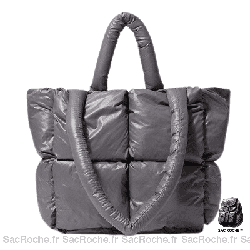 Sac Main Femme Matelassé Blanc Gris À