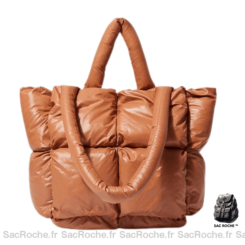 Sac Main Femme Matelassé Blanc Marron À