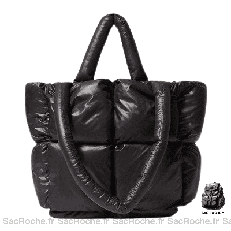 Sac Main Femme Matelassé Blanc Noir À