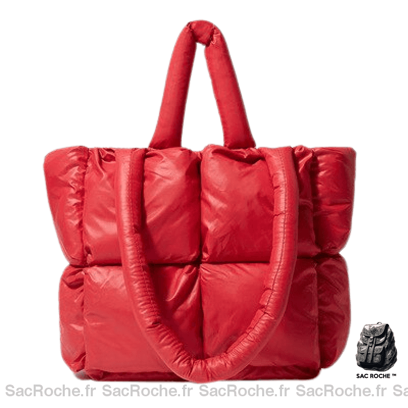 Sac Main Femme Matelassé Blanc Rouge À