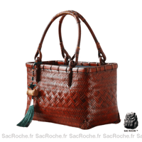 Sac Main Femme Matière Naturel - modèle Marron foncé / 30x24x12cm - Sac Roche ™