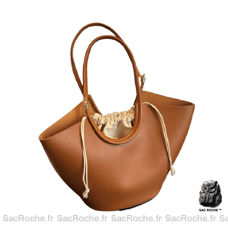 Sac Main Femme Moderne Cuir Marron Camel À