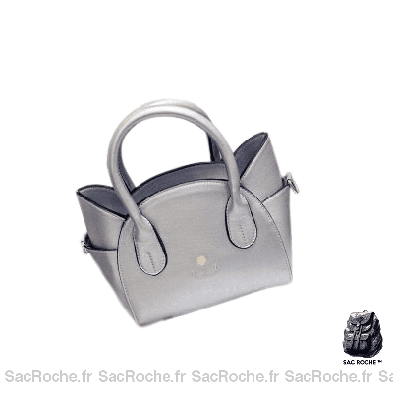 Sac Main Femme Motif Chat Gris / 27X24X10Cm À