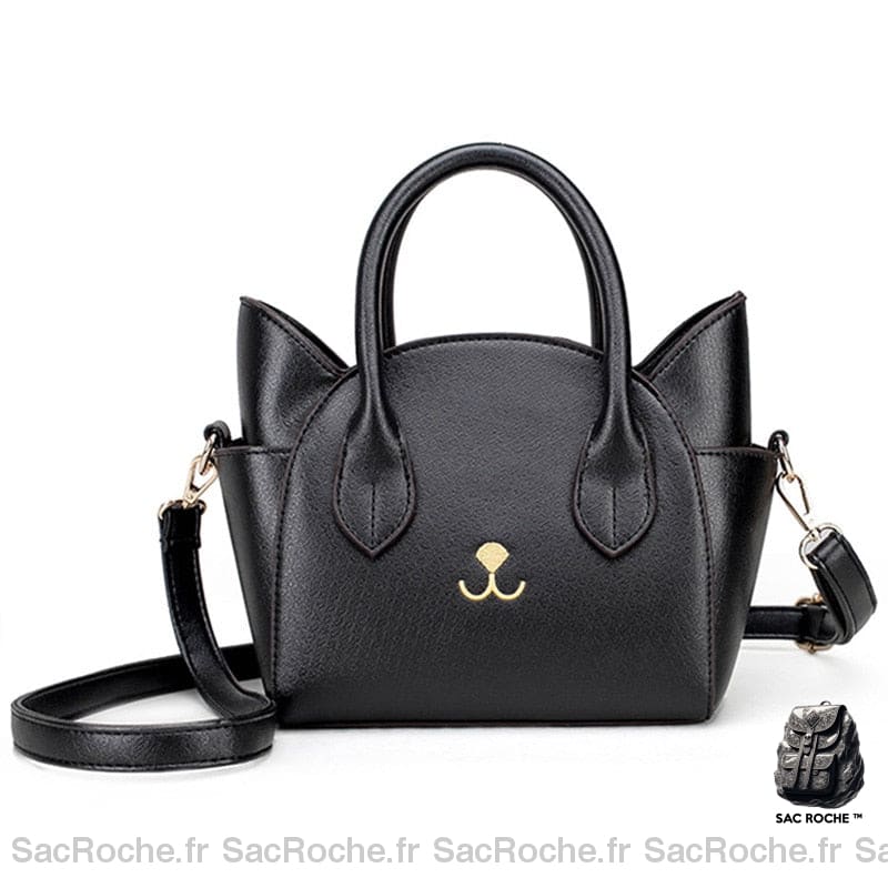 Sac Main Femme Motif Chat Noir / 27X24X10Cm À