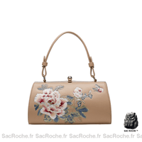Sac Main Femme Motif Fleur - modèle Abricot / 20x12x11.8cm - Sac Roche ™