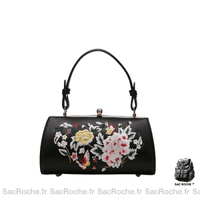 Sac Main Femme Motif Fleur - modèle Noir / 20x12x11.8cm - Sac Roche ™
