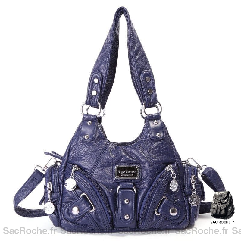 Sac Main Femme Multipoches Cuir Blue / (30Cm<Max Length<50Cm) À Main Femme