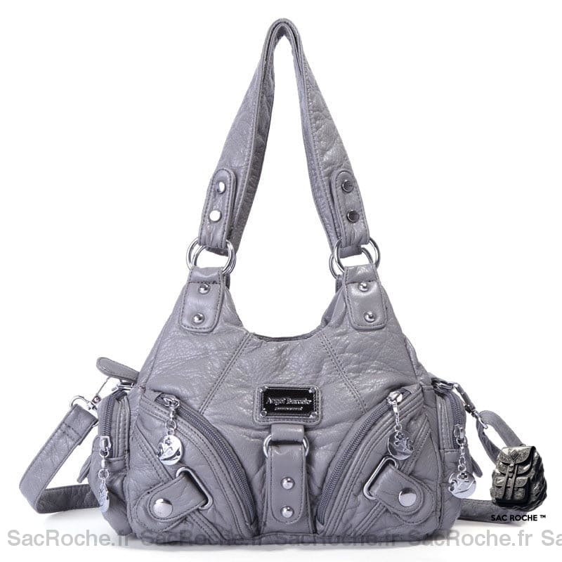 Sac Main Femme Multipoches Cuir Gray / (30Cm<Max Length<50Cm) À Main Femme