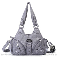 Sac main femme multipoches cuir - modèle Gray / (30cm<Max Length<50cm) - Sac Roche ™