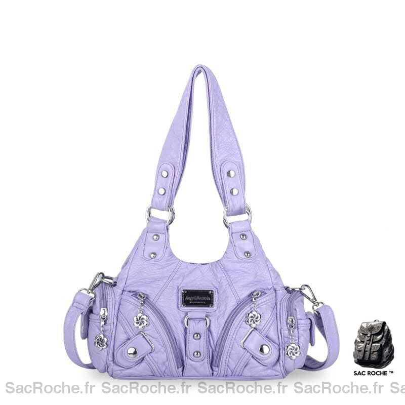 Sac Main Femme Multipoches Cuir Light Purple / (30Cm<Max Length<50Cm) À Main Femme
